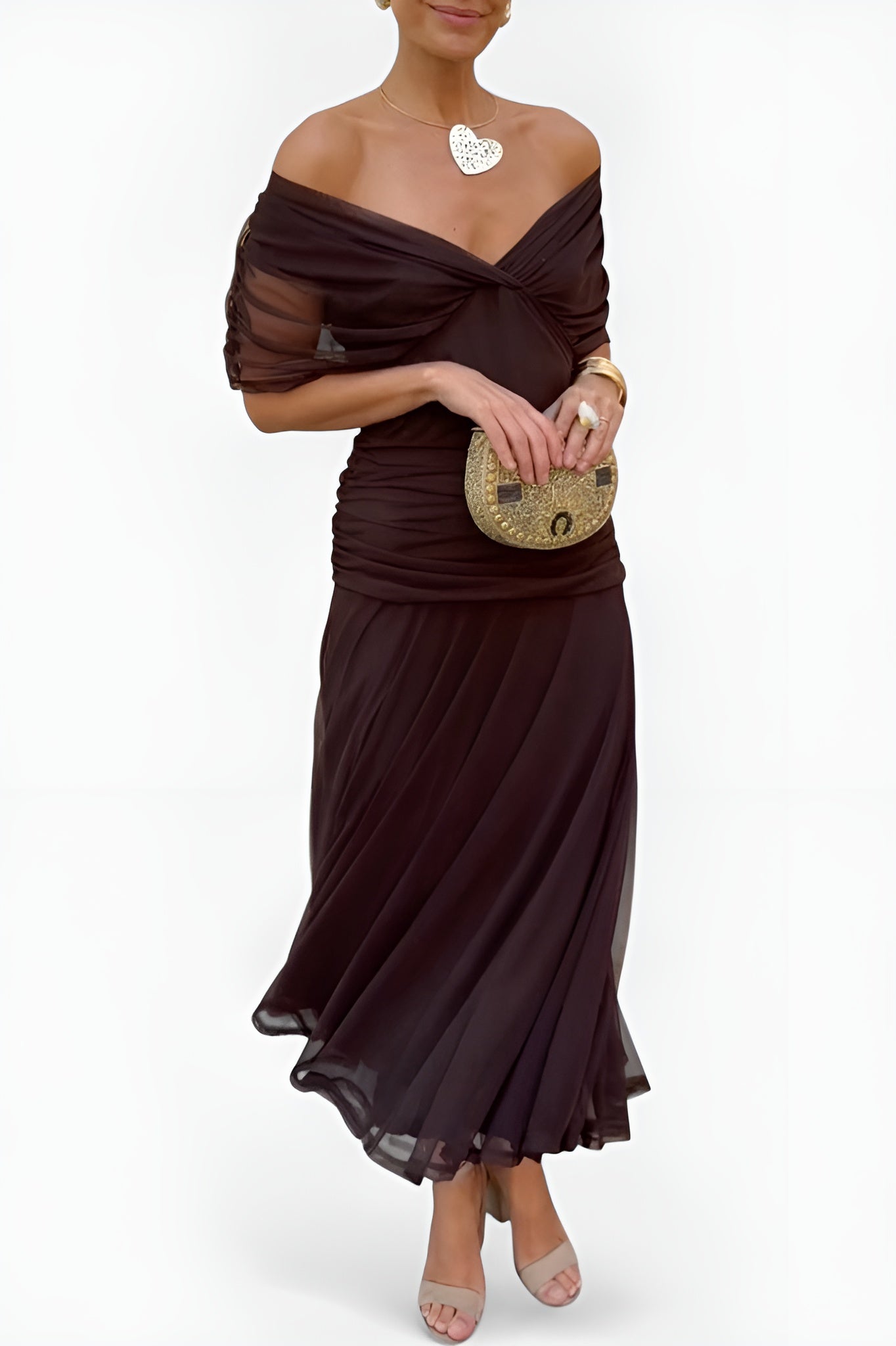Alondra™ | Robe Longue Élégance Florale (Marron)
