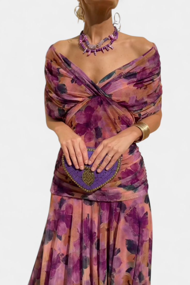 Alondra™ | Robe Longue Élégance Florale (Violet)