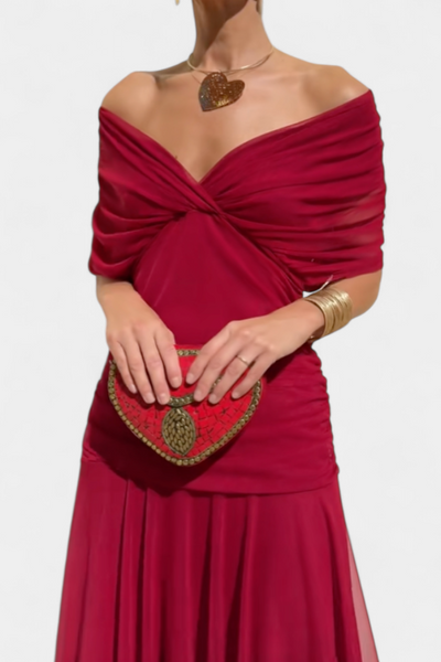 Alondra™ | Robe Longue Élégance Florale (Rouge)
