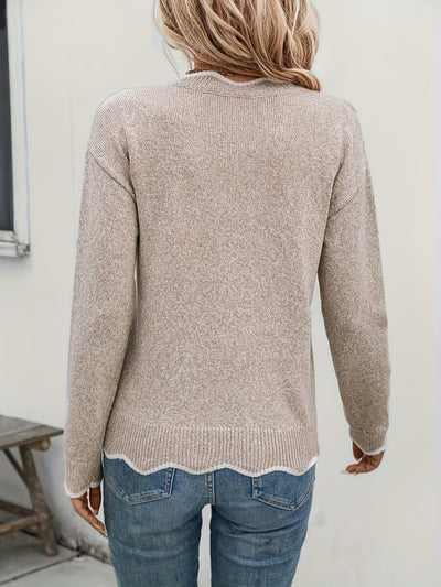 Éléonore™ | Pull Col V Festonné