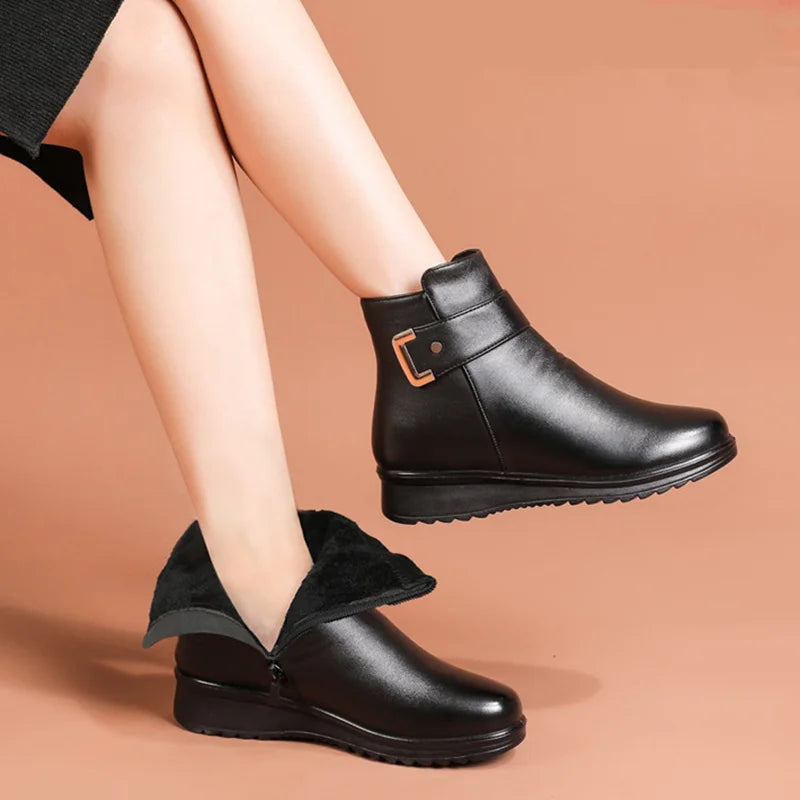 Eline | Bottes en cuir pour femme avec laine