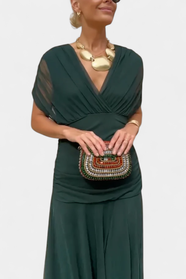 Alondra™ | Robe Longue Élégance Florale (Vert)